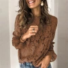 2021 Summer Cross-border Amazon, wish, Europe and America, ebay's new flared sleeve, long-sleeved, lace cutout dress for women details Picture